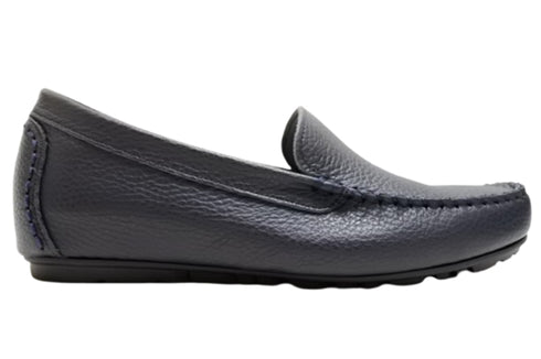 【PRETA flex P1101 ネイビー】本革レザープレーンモカシンシューズ